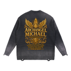 Jubilore "Michael" Sun Fade Distressed Ripped Crewneck sweater