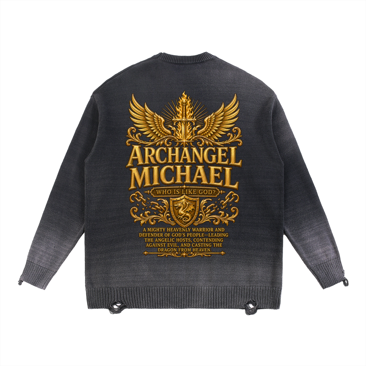 Jubilore "Michael" Sun Fade Distressed Ripped Crewneck sweater