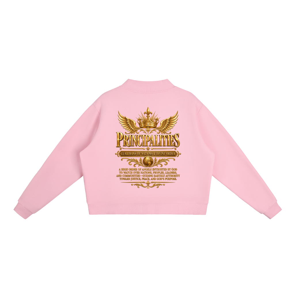 Jubiloré "Principalities" Essential Fleece Mock-Neck Crew Sweatshirt