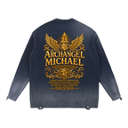 Jubilore "Michael" Sun Fade Distressed Ripped Crewneck sweater