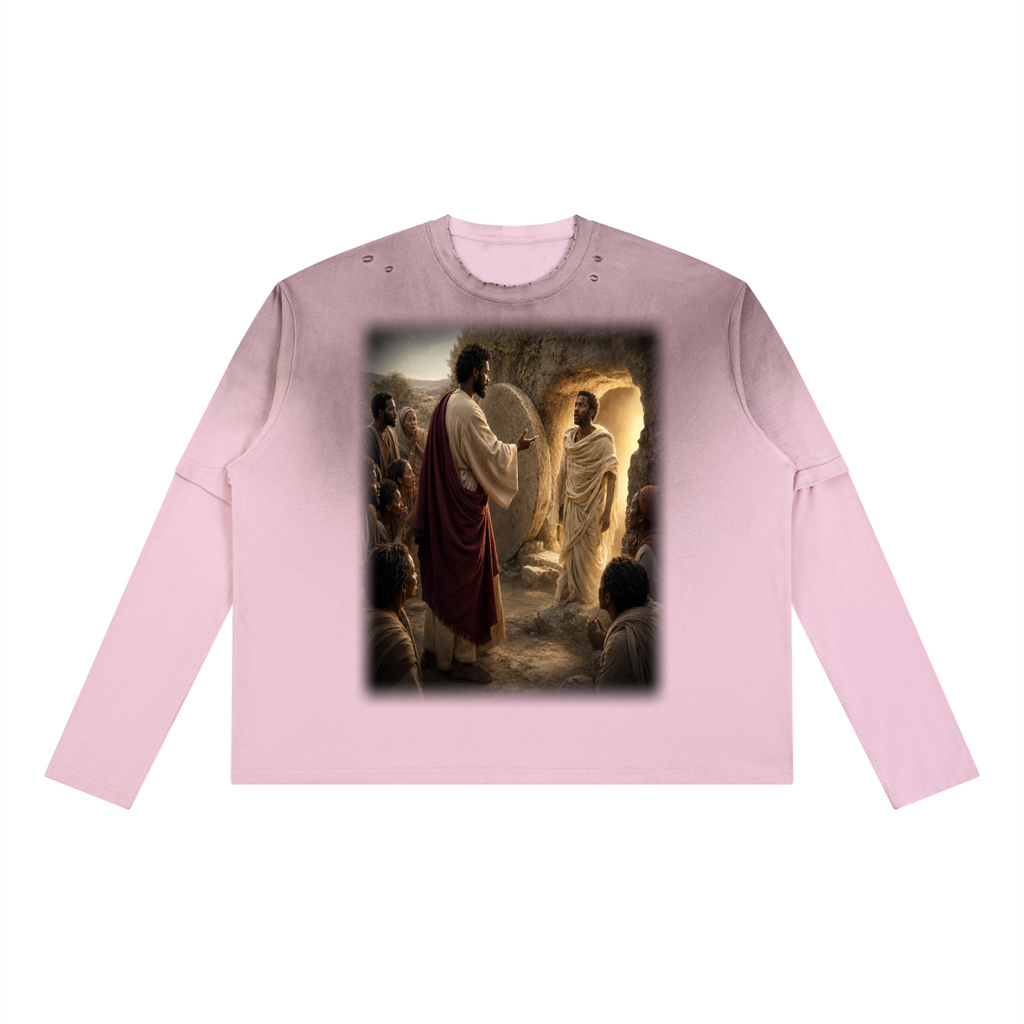 Jubilore "Jesus Resurrects Lazarus" Unisex Vintage Wash Layered T-Shirt