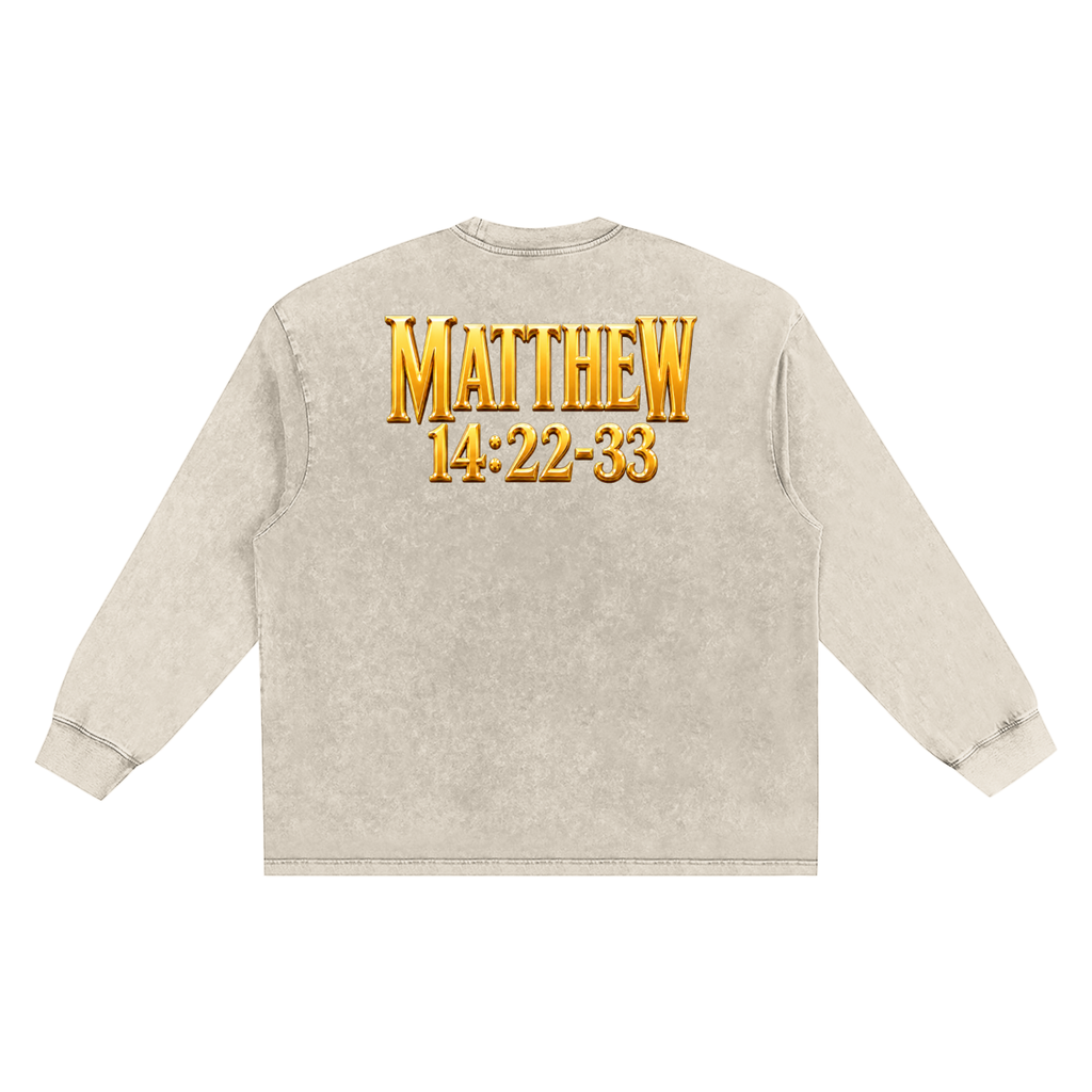 Jubilore "Jesus Walks On Water" Snow Washed Frayed Edge T-Shirt