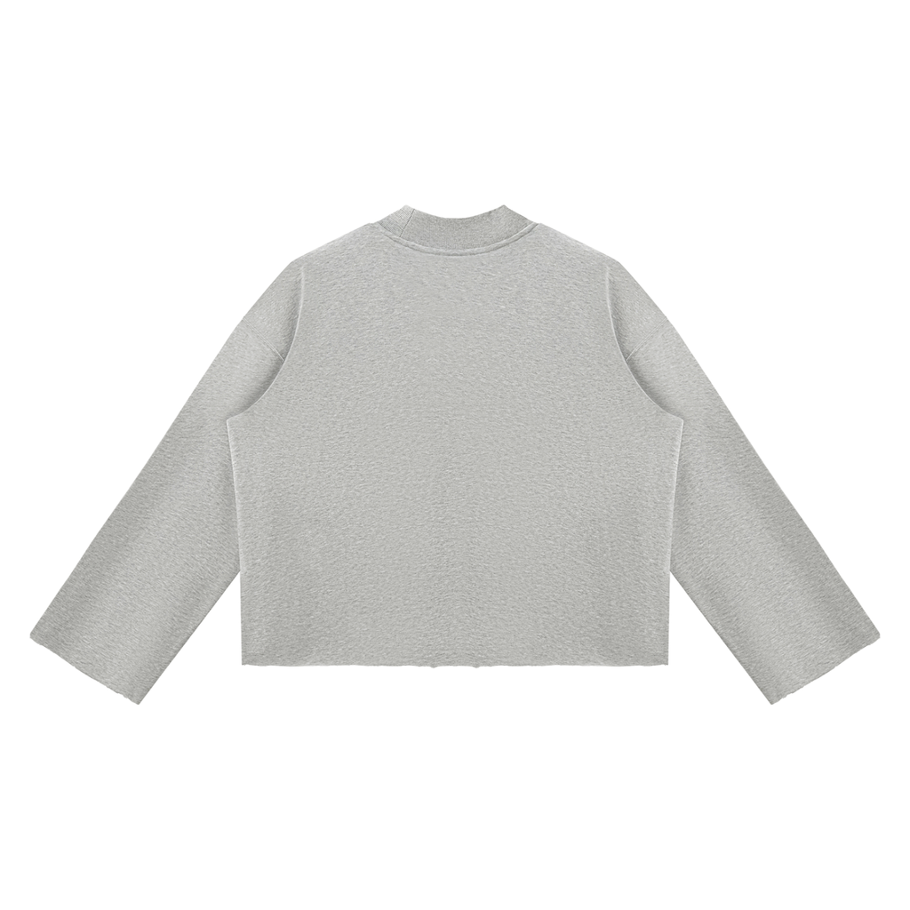 Jubilore Unisex Mock Neck Raw Edge Boxy Sweatshirt