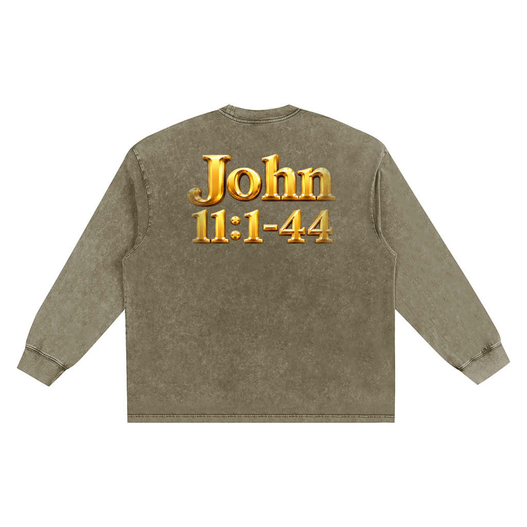 Jubilore "Jesus Resurrects Lazarus" Snow Washed Frayed Edge T-Shirt