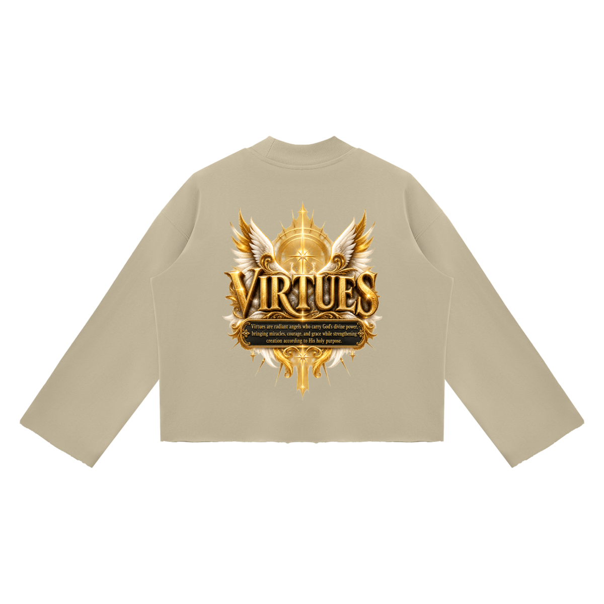 Jubilore "Virtues" Unisex Mock Neck Raw Edge Boxy Sweatshirt