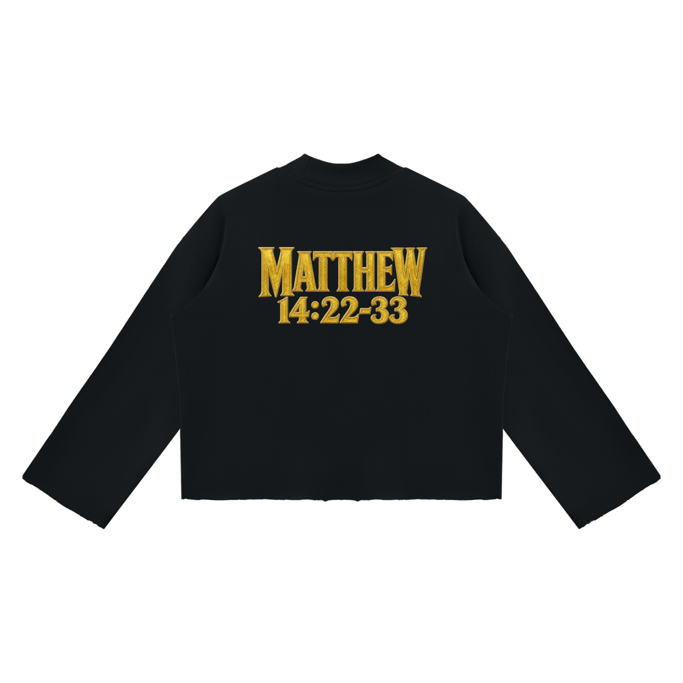 Jubilore "Jesus Walks On Water" Unisex Mock Neck Raw Edge Boxy Sweatshirt