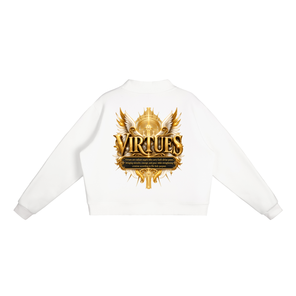 Jubiloré "Virtues" Essential Fleece Mock-Neck Crew Sweatshirt