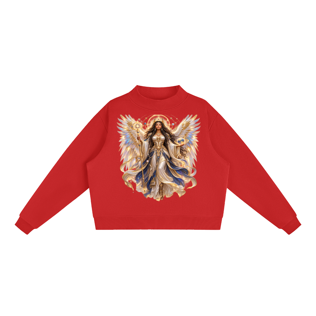 Jubiloré "Dominions" Essential Fleece Mock-Neck Crew Sweatshirt
