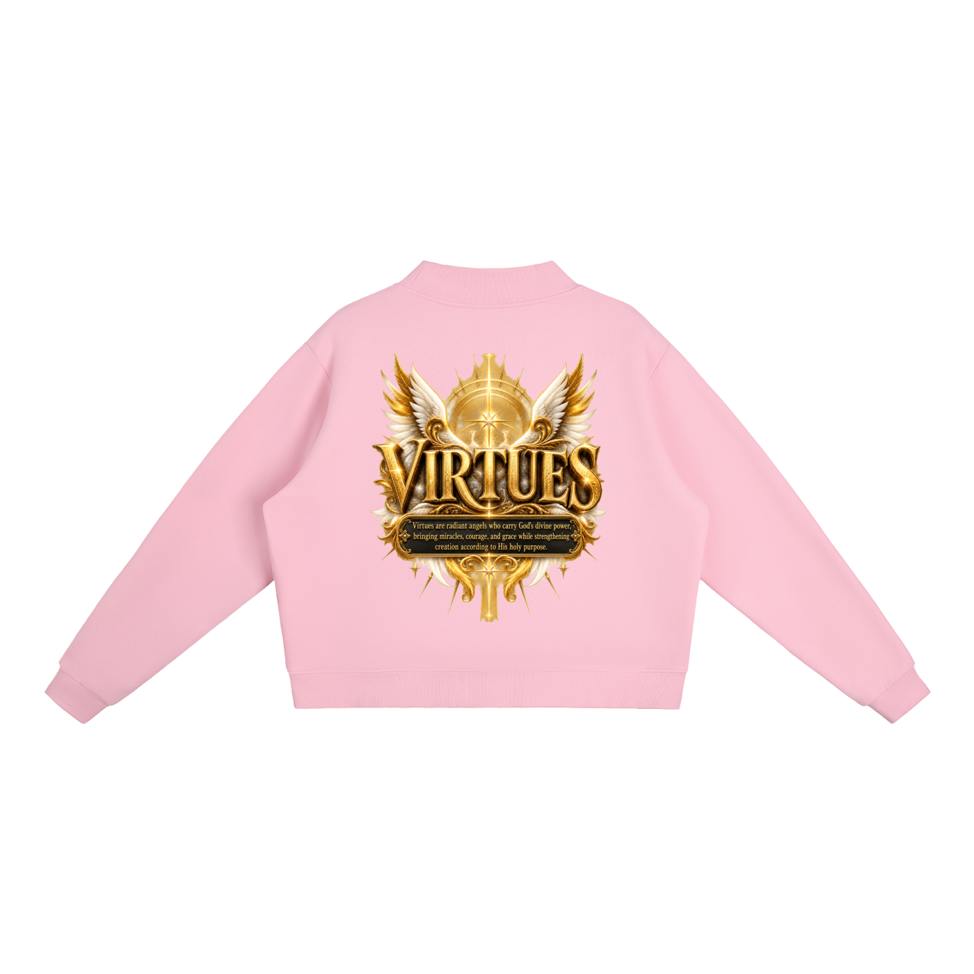 Jubiloré "Virtues" Essential Fleece Mock-Neck Crew Sweatshirt