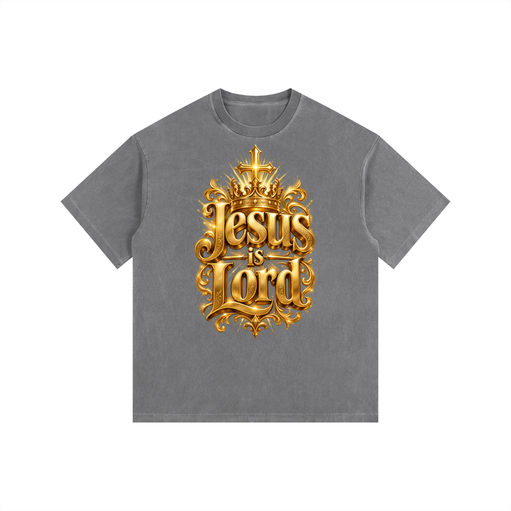 Jubilore "Jesus Is LORD" Vintage Washed Oversized Cotton T-Shirt
