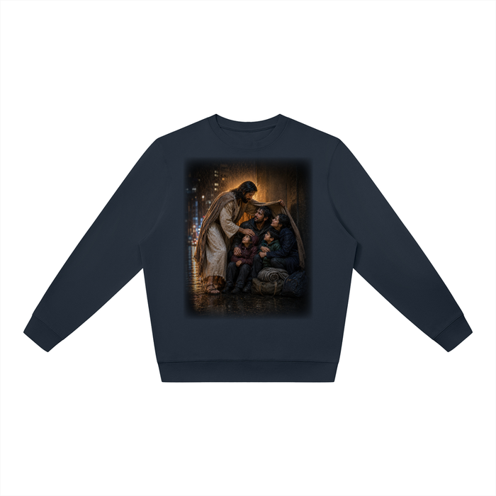Jubilore "Christ Saves" Unisex Oversized Crewneck Sweatshirt