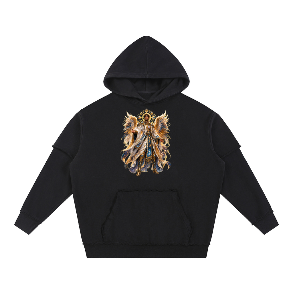 Jubilore "Principalities" Snow Washed Raw Edge Double Layered Hoodie