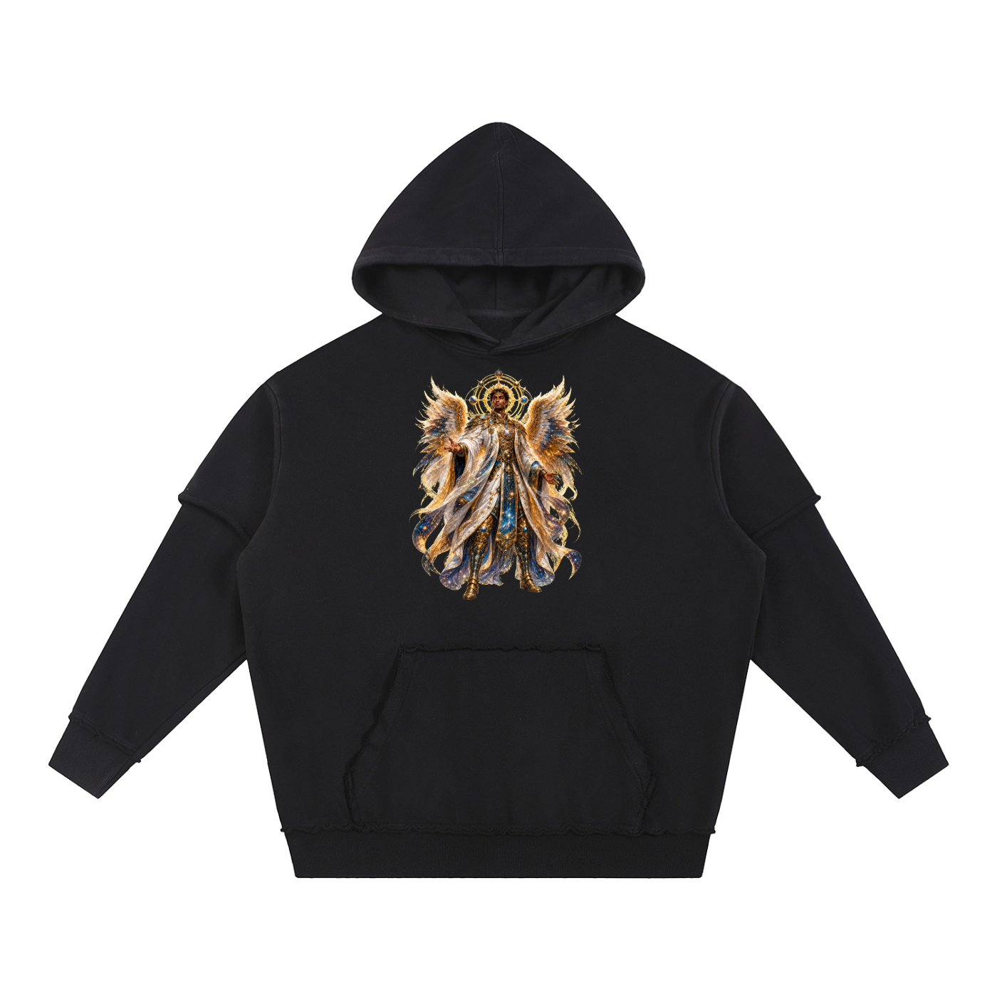 Jubilore "Principalities" Snow Washed Raw Edge Double Layered Hoodie