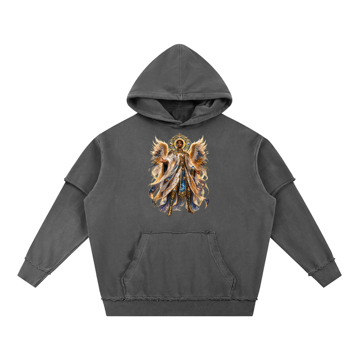 Jubilore "Principalities" Snow Washed Raw Edge Double Layered Hoodie