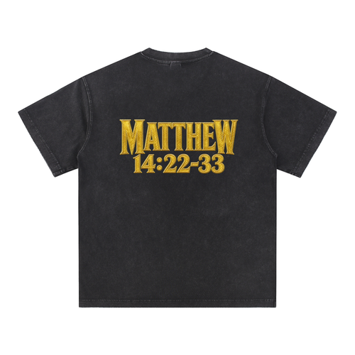 Jubilore "Jesus Walks On Water" Snow Washed V-Neck Cotton T-Shirt