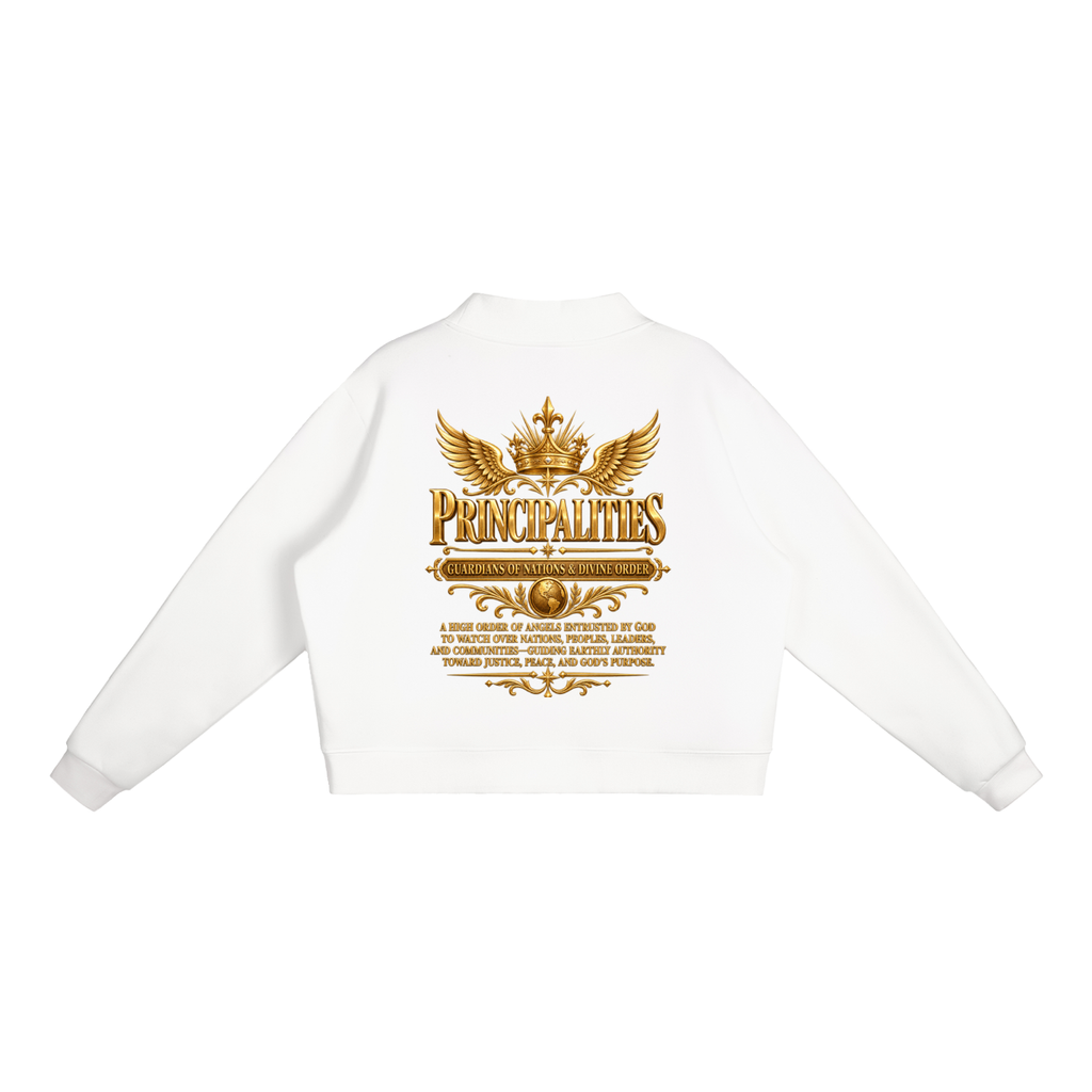 Jubiloré "Principalities" Essential Fleece Mock-Neck Crew Sweatshirt