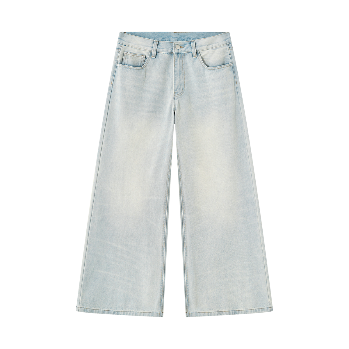 Jubilore Men's Vintage Wash Wide Leg Denim Jeans