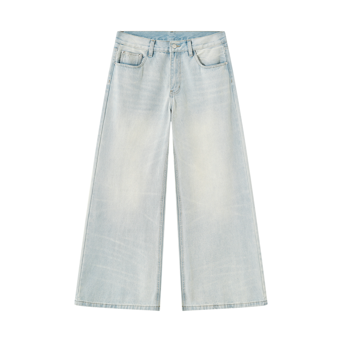 Jubilore Men's Vintage Wash Wide Leg Denim Jeans