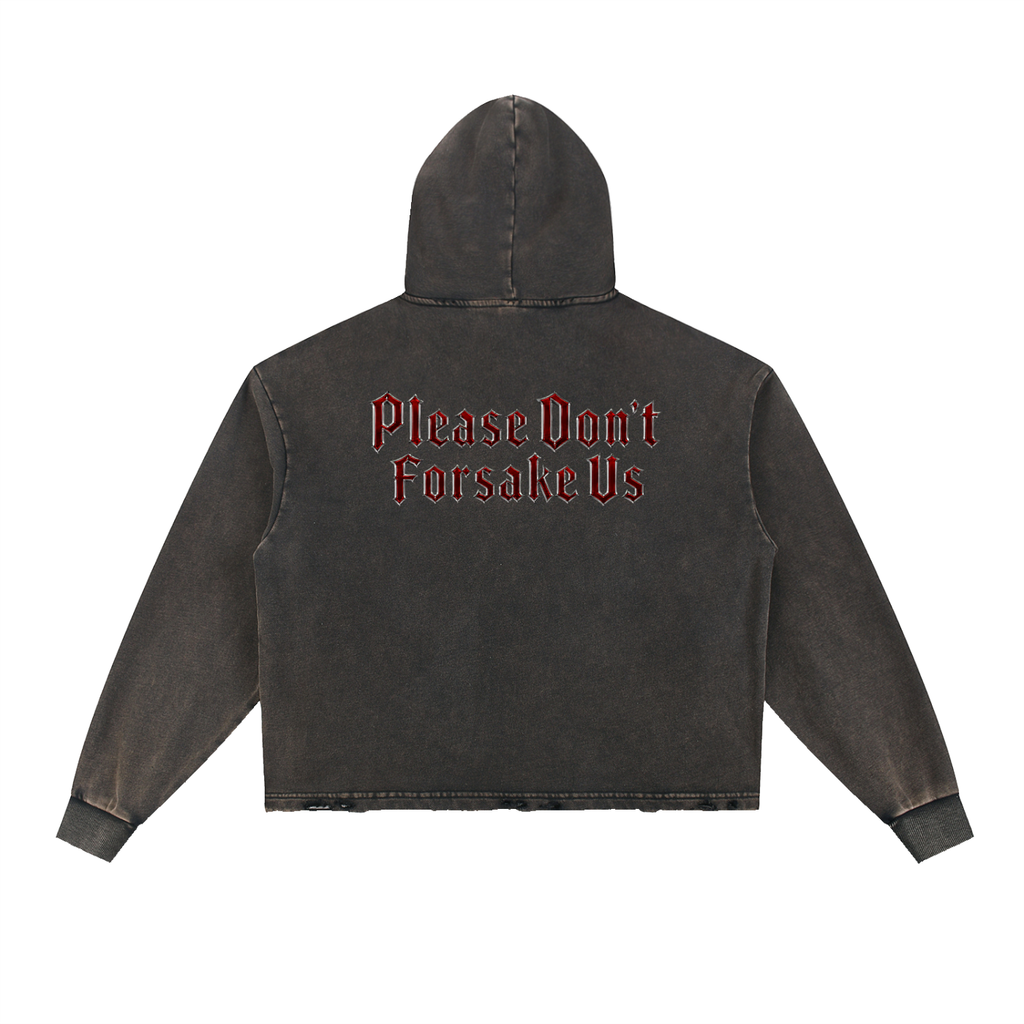 Jubilore Darkhorse Vintage Washed Frayed-Hem Hoodie