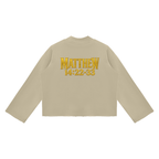 Jubilore "Jesus Walks On Water" Unisex Mock Neck Raw Edge Boxy Sweatshirt