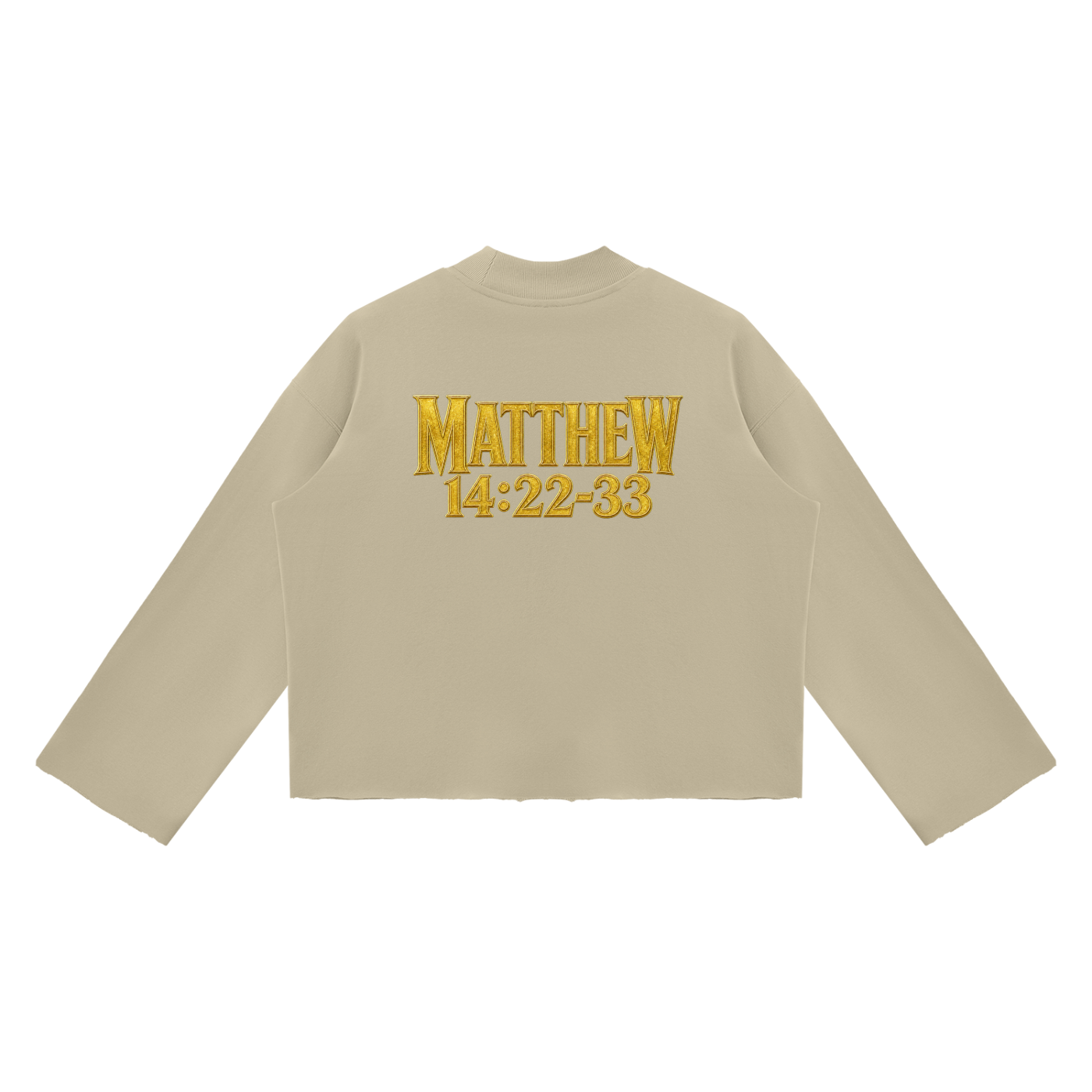 Jubilore "Jesus Walks On Water" Unisex Mock Neck Raw Edge Boxy Sweatshirt