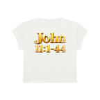 Jubiloré “Jesus Resurrects Lazarus” Women's Slim-Fit Cropped T-Shirt