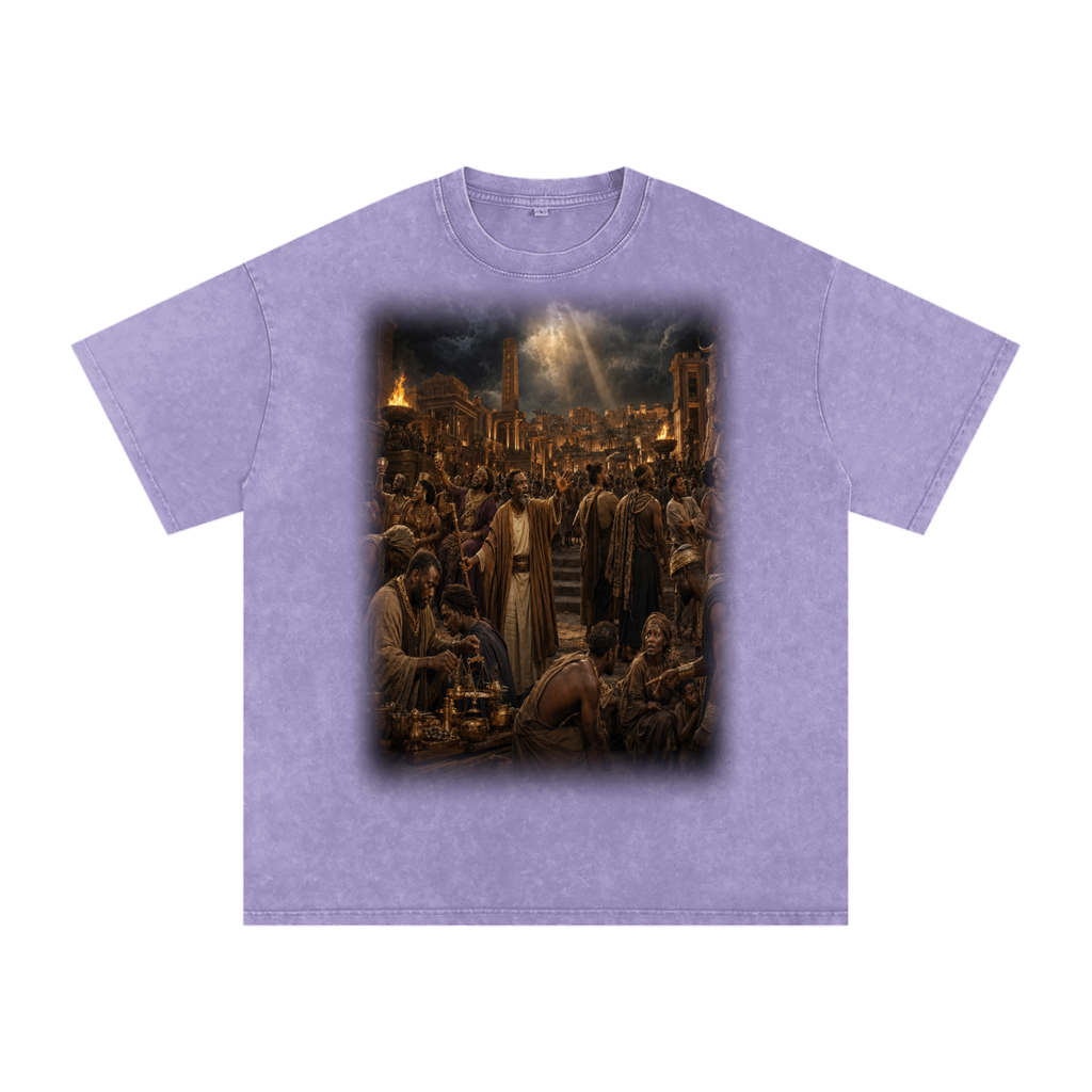 Jubilore "Sodom & Gomorrah" Snow Washed Oversized Cotton T-Shirt