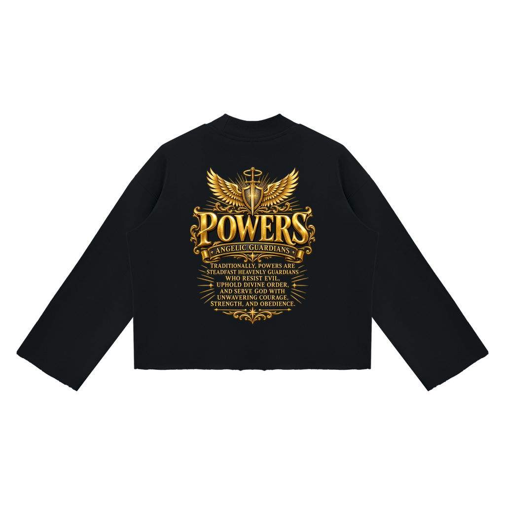 Jubilore "Powers" Unisex Mock Neck Raw Edge Boxy Sweatshirt