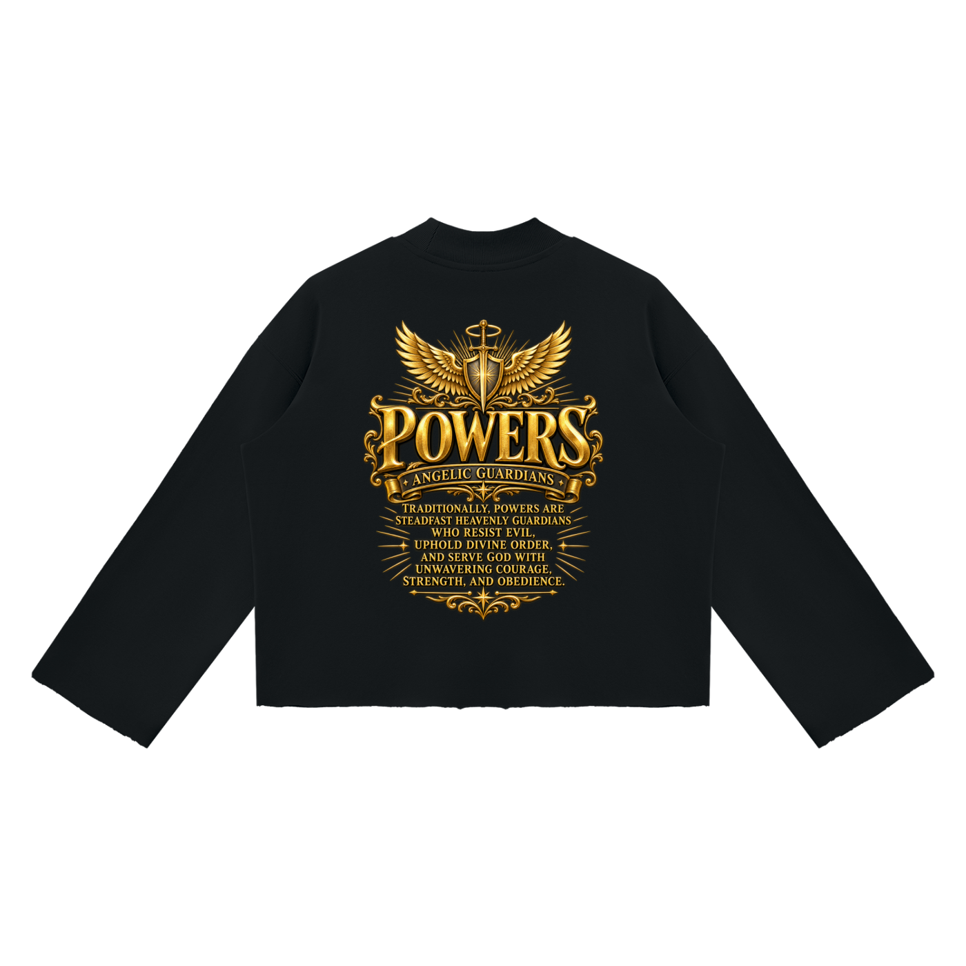 Jubilore "Powers" Unisex Mock Neck Raw Edge Boxy Sweatshirt