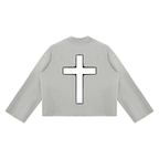 Jubilore Unisex Mock Neck Raw Edge Boxy Sweatshirt