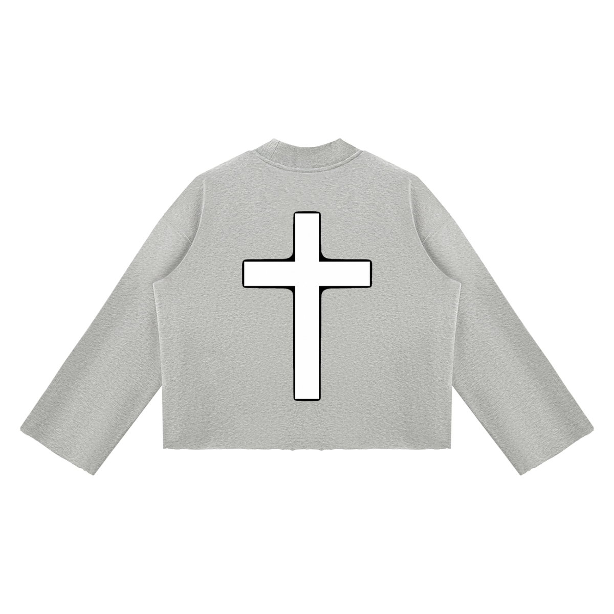 Jubilore Unisex Mock Neck Raw Edge Boxy Sweatshirt