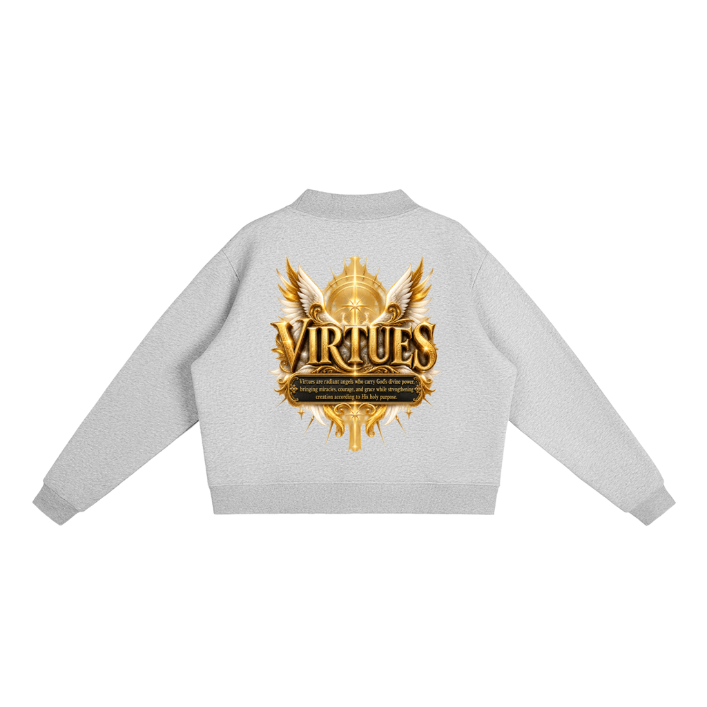 Jubiloré "Virtues" Essential Fleece Mock-Neck Crew Sweatshirt