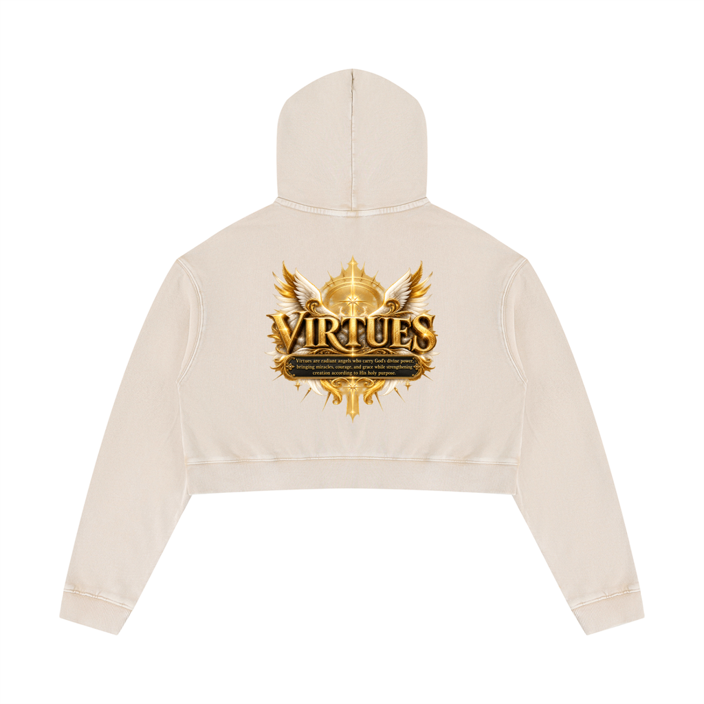 Jubiloré "Virtues" Women’s Mineral Washed Crop Hoodie