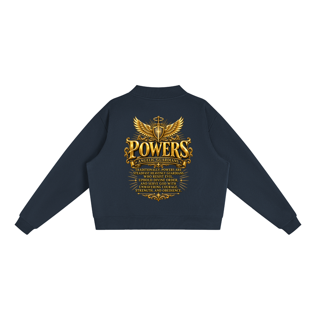 Jubiloré "Powers" Essential Fleece Mock-Neck Crew Sweatshirt