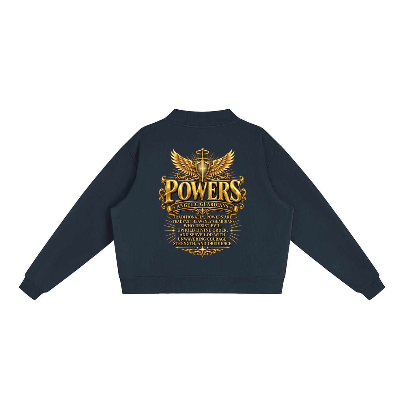 Jubiloré "Powers" Essential Fleece Mock-Neck Crew Sweatshirt