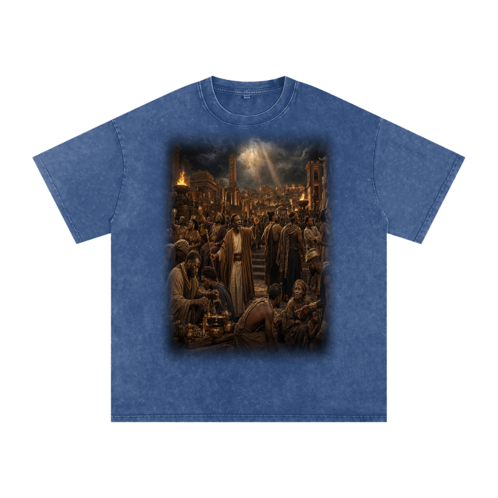 Jubilore "Sodom & Gomorrah" Snow Washed Oversized Cotton T-Shirt