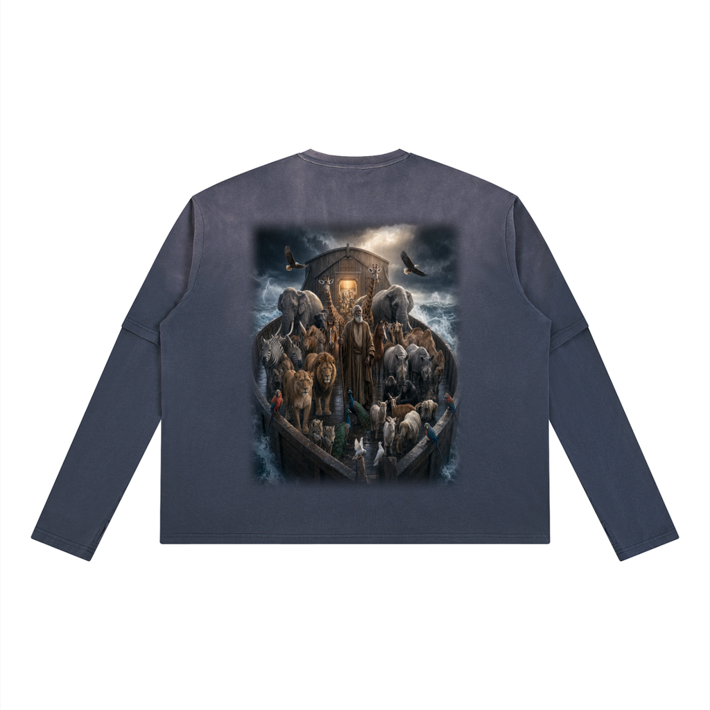 Jubilore "Noah" Unisex Vintage Wash Layered T-Shirt