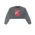 Jubiloré "BCA" Snow Washed Raw Edge Cropped Sweatshirt