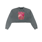 Jubiloré "BCA" Snow Washed Raw Edge Cropped Sweatshirt