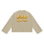 Jubiloré “Jesus Resurrects Lazarus” Unisex Mock Neck Raw Edge Boxy Sweatshirt