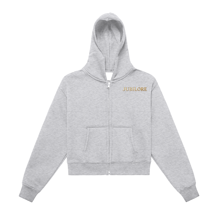 Jubiloré Fleeced Zip-Up Cropped Hoodie