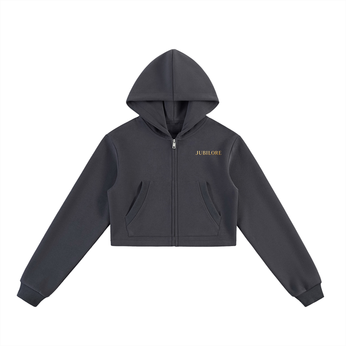 Jubiloré Essential Cropped Zip-Up Hoodie