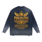Jubilore "Principalities" Sun Fade Distressed Ripped Crewneck sweater