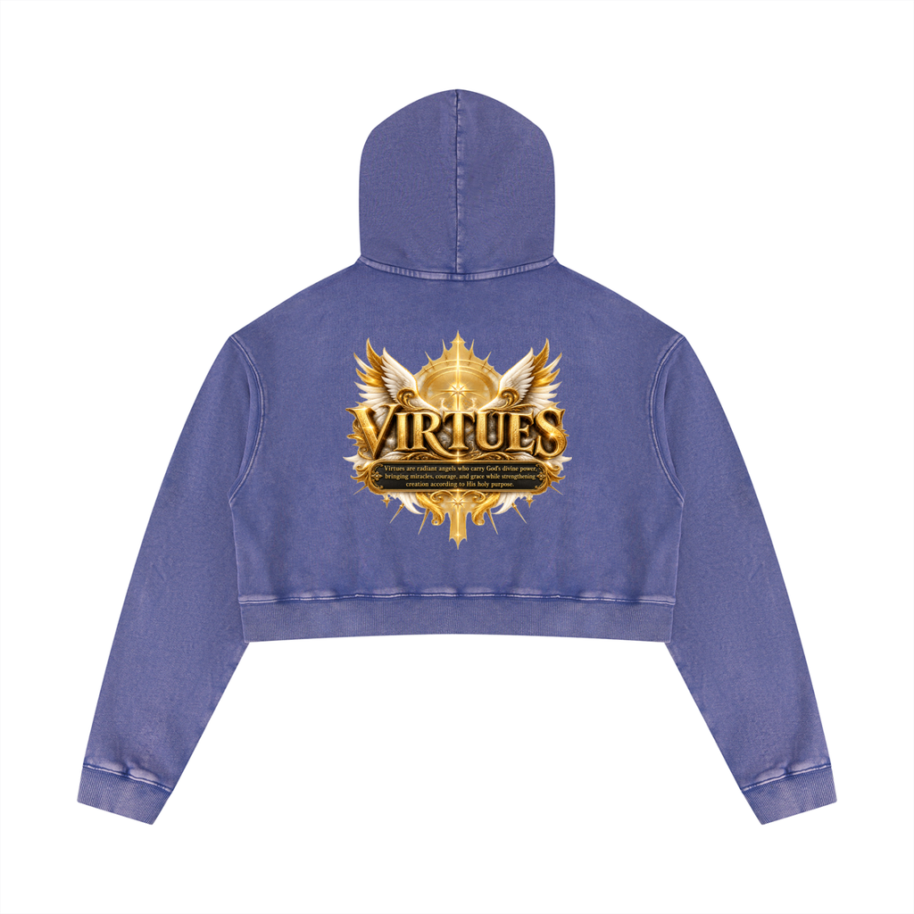 Jubiloré "Virtues" Women’s Mineral Washed Crop Hoodie