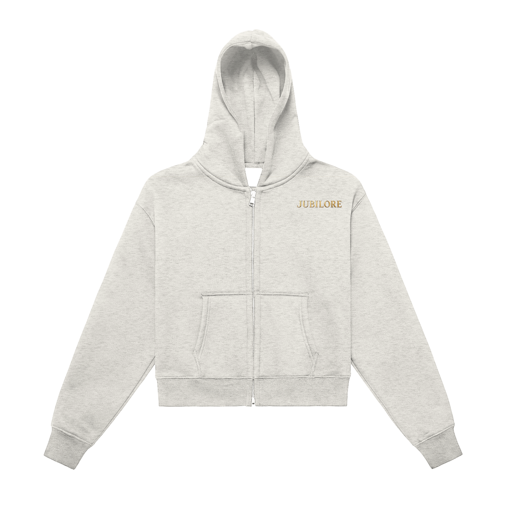 Jubiloré Fleeced Zip-Up Cropped Hoodie