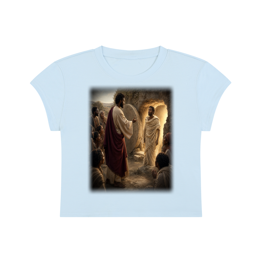 Jubiloré “Jesus Resurrects Lazarus” Women's Slim-Fit Cropped T-Shirt