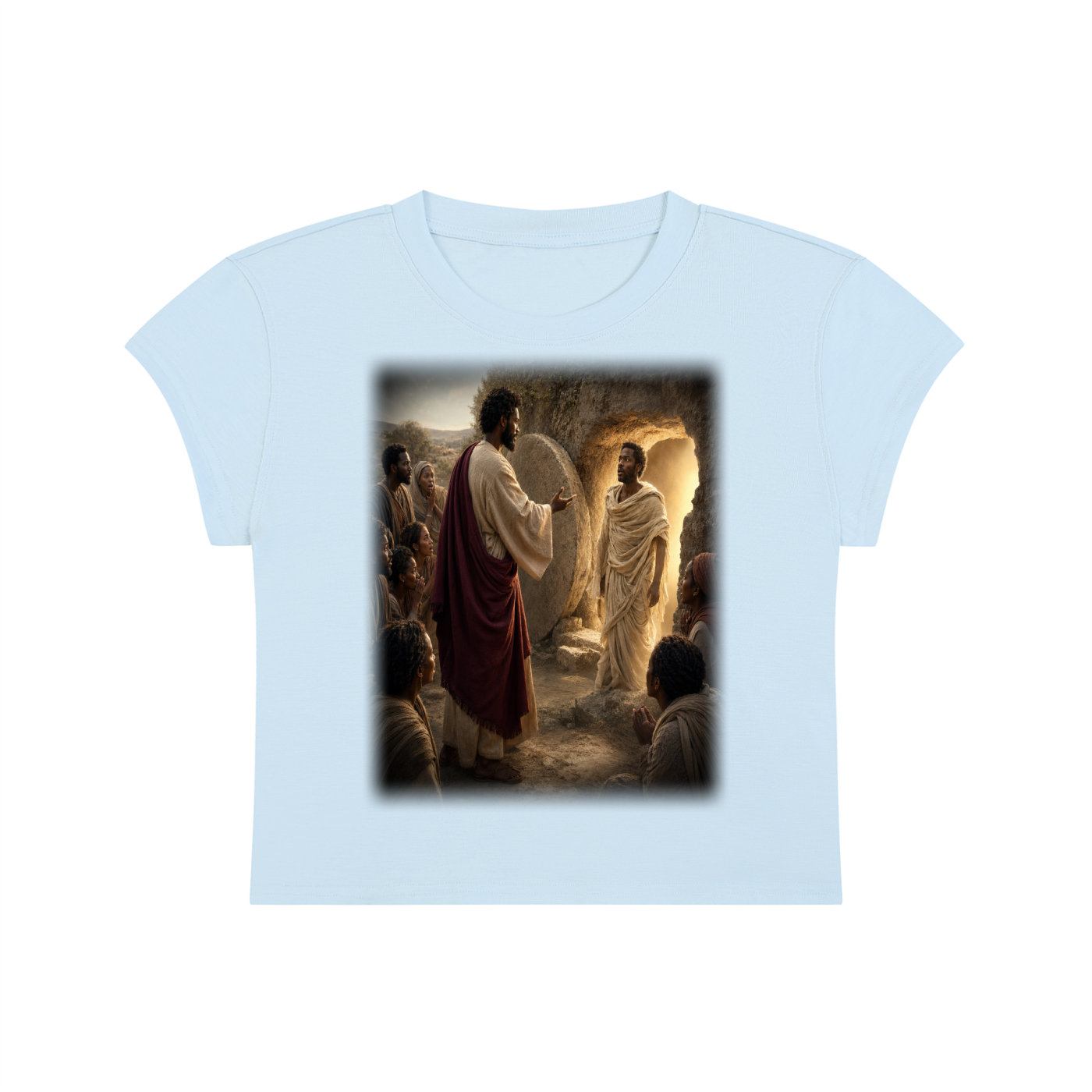Jubiloré “Jesus Resurrects Lazarus” Women's Slim-Fit Cropped T-Shirt