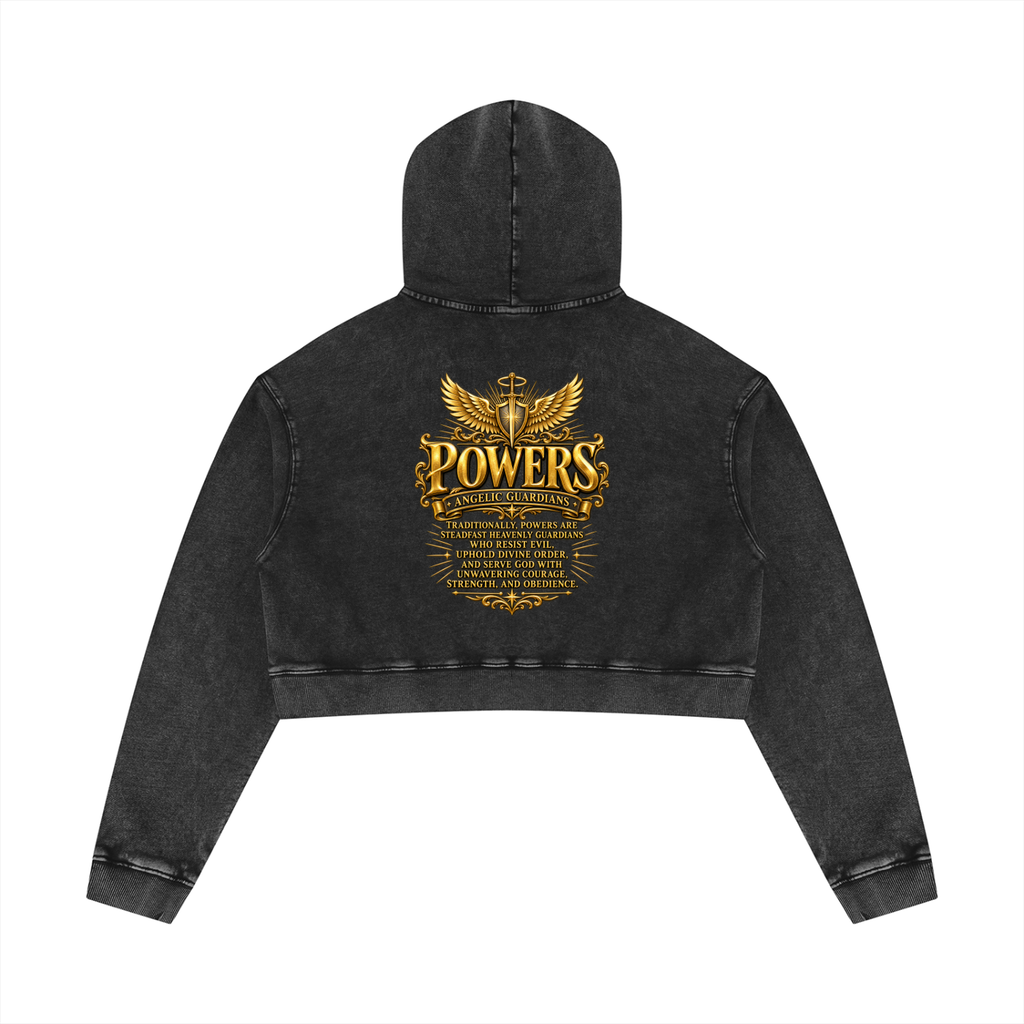 Jubiloré "Powers" Women’s Mineral Washed Crop Hoodie