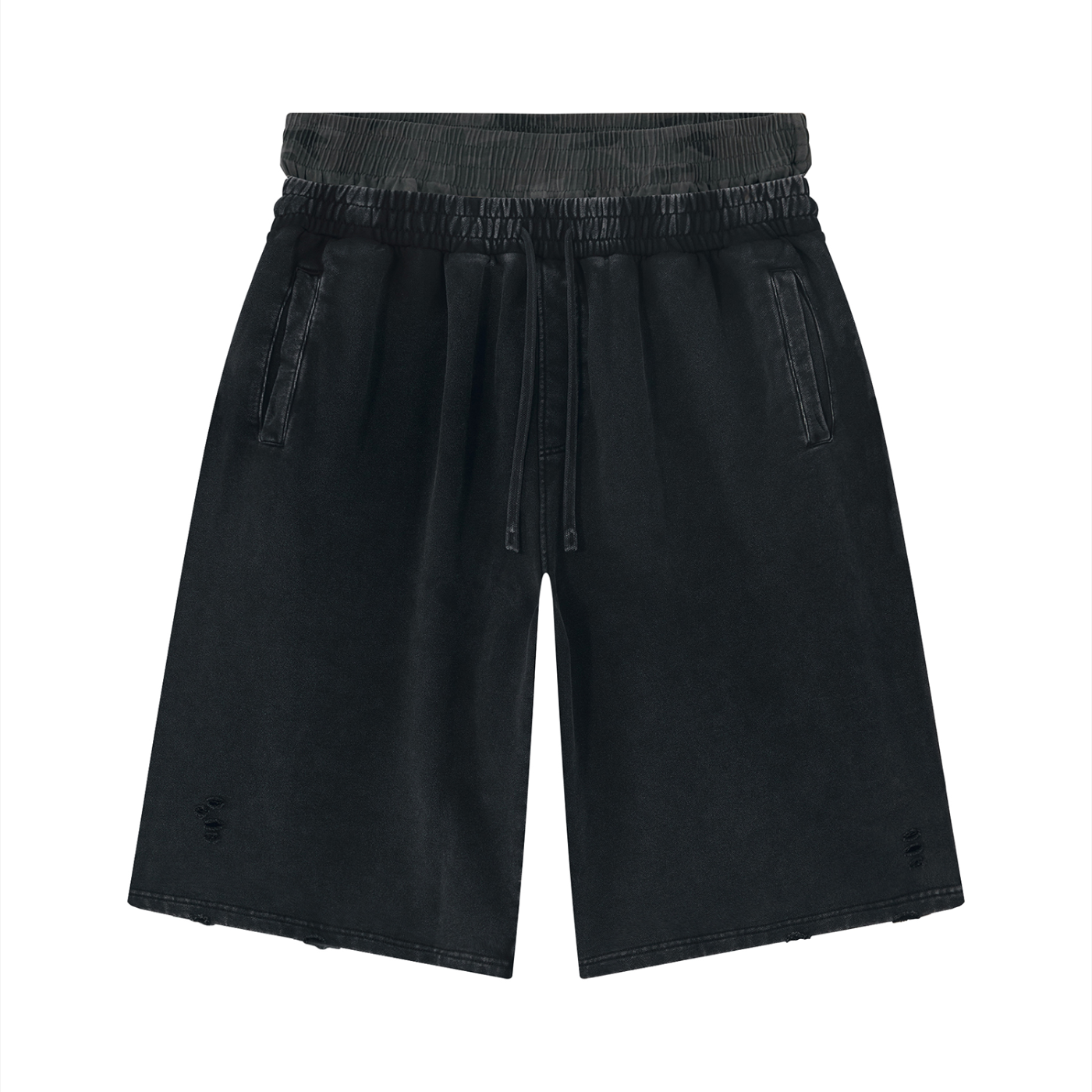 Jubilore Unisex Vintage Wash Distressed Wide Leg Shorts
