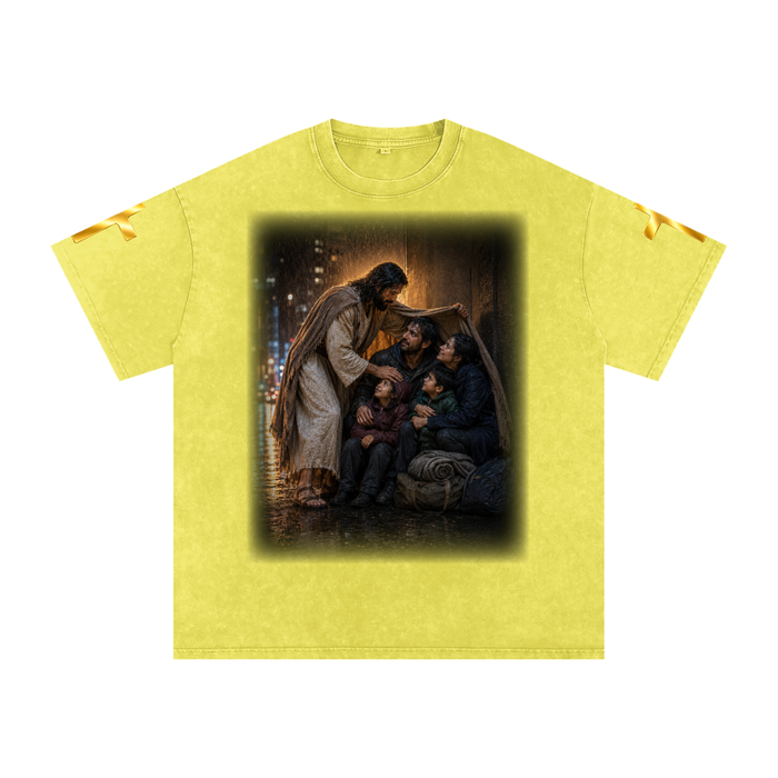 Jubilore "Christ Saves" Snow Washed Oversized Cotton T-Shirt